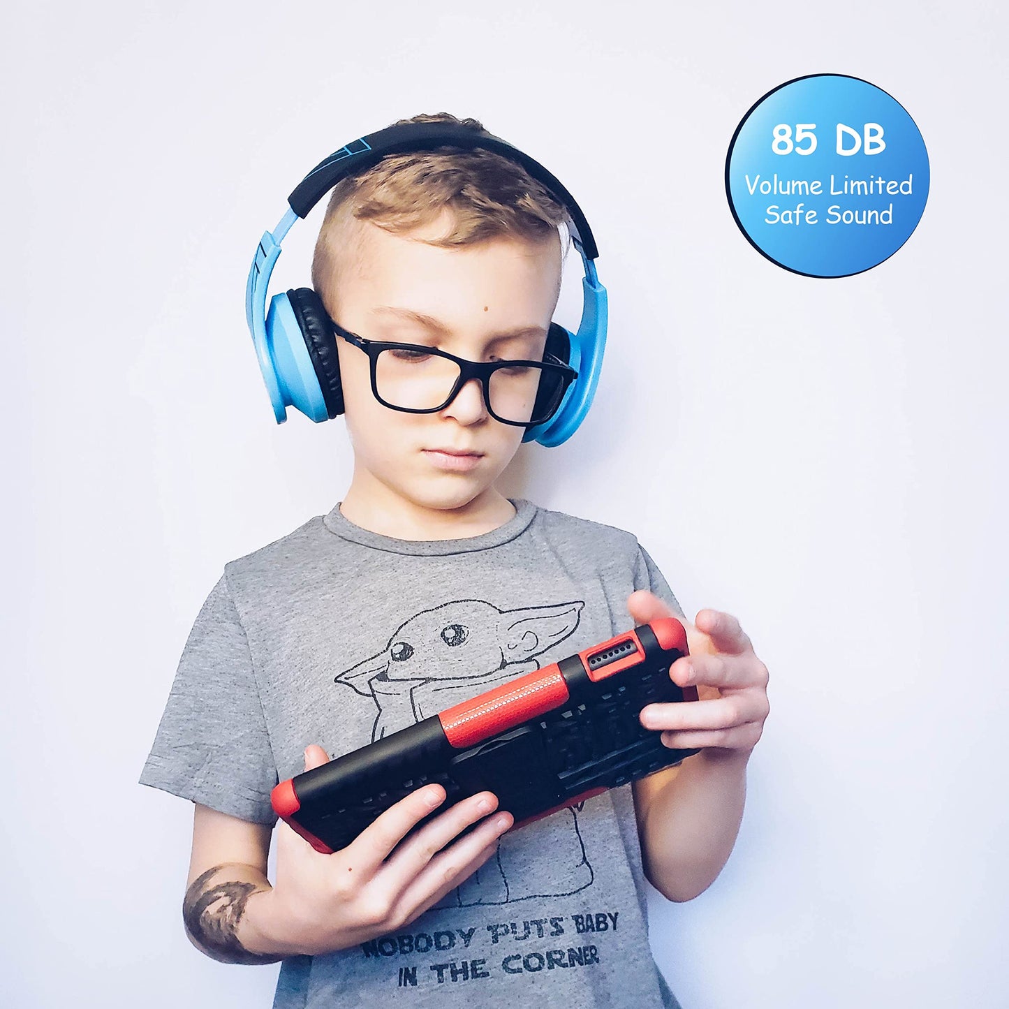 PowerLocus Bluetooth Headphones for Kids, Wireless Foldable Headphones Over Ear, Headphone with Microphone, 85DB Volume Limit, Wireless and Wired Headset with Micro SD, FM for Cellphones, Tablets, PC