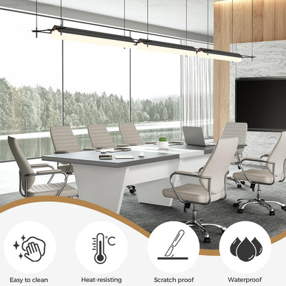Nuipesn 10-ft Rectangular Conference Table, 119" Modern Boardroom Table for 10-12 People, 2" Thick Top with Center Cable Grommet, Two-Tone Dark Gray & White