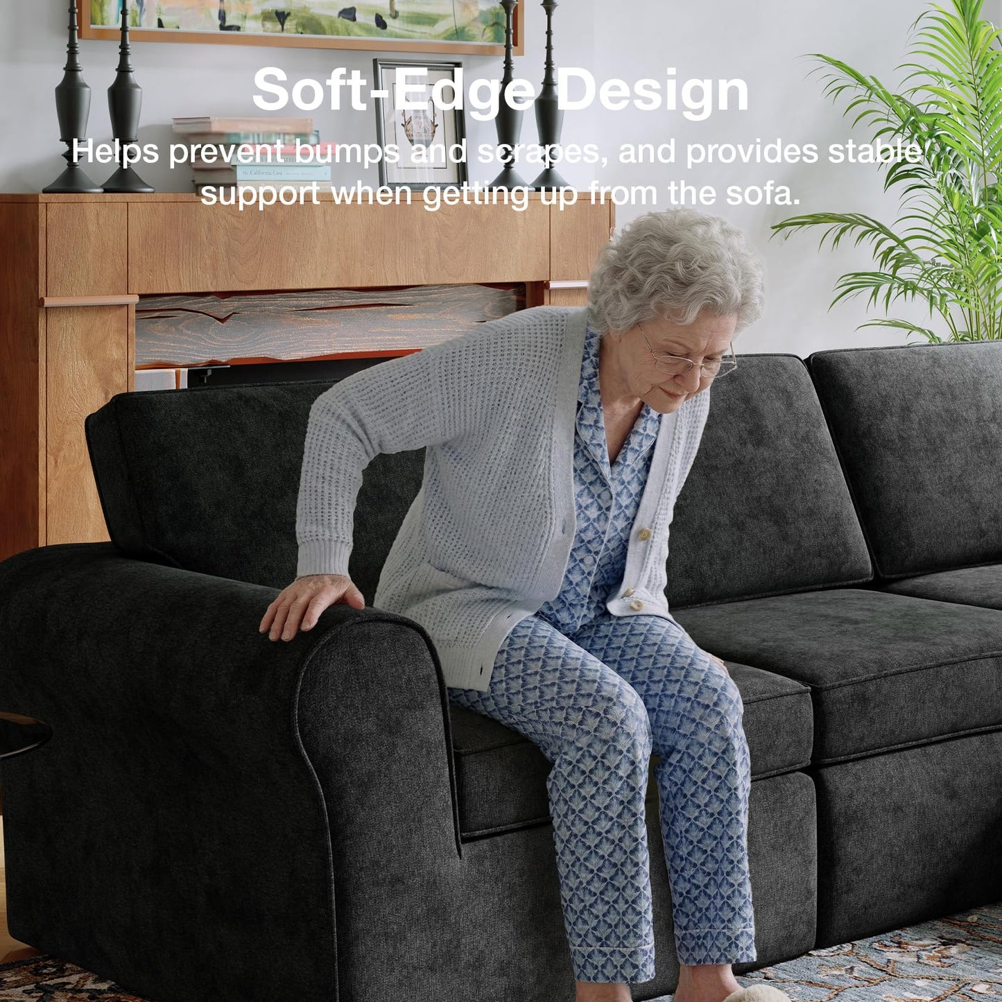 Novilla 108" Modular Sectional Sofa, Modular Sectional Couches for Living Room Bedroom, Chenille Removable Cover Cloud Couch with Smarts Coil® Support L-Shaped Couch(Dark Grey, Left-Arm Chair)