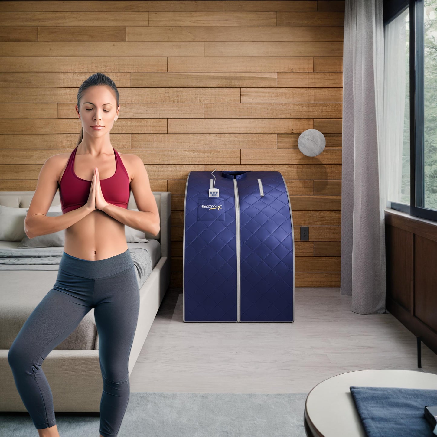 STEAMSPA Portable Steam Saunas for Home - Personal Sauna Steam Tent for Relaxation - Indoor Foldable Bathtube for Body Spa - Hand-Accessible Zippers, Remote Control Included (Blue)