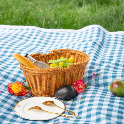Rattan Picnic Basket with Handle, Garden Harvest Basket, Gathering Storage for Vegetable Fruit, Easter 13" x 9" x5.5" (Rattan, 13"x9"x5.5")