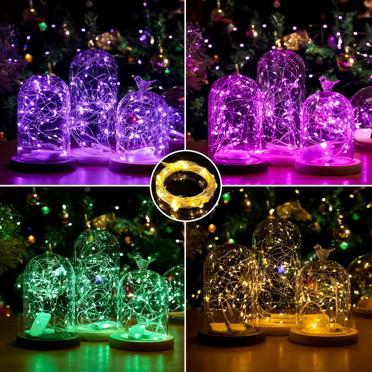 6 Pack 7ft 20 Fairy Lights Battery Operated Lights, Led Multicolor Mini String Lights, Waterproof Silver Wire Starry