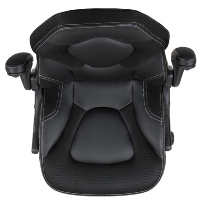 Flash Furniture X10 High-Back LeatherSoft Racing Style Gaming Chair with Flip-Up Arms, Ergonomic Padded Swivel Computer Chair, Black
