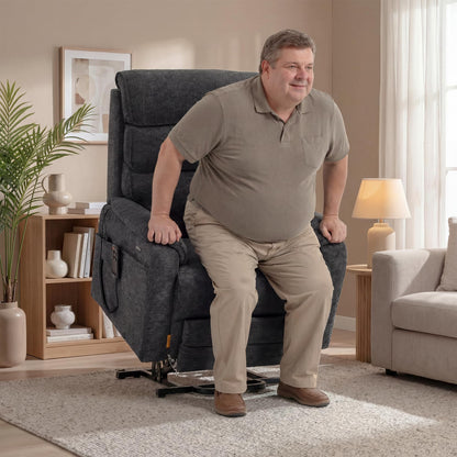 DYNOX 400 LBS Big Tall Man Large-Wide Power Dual Motor Lift Recliners Chairs for Elderly, Lay Flat Lift Chair with Infinite Positions, Heat & Massage, Extended Footrest (9298L, Chenille, Grey)