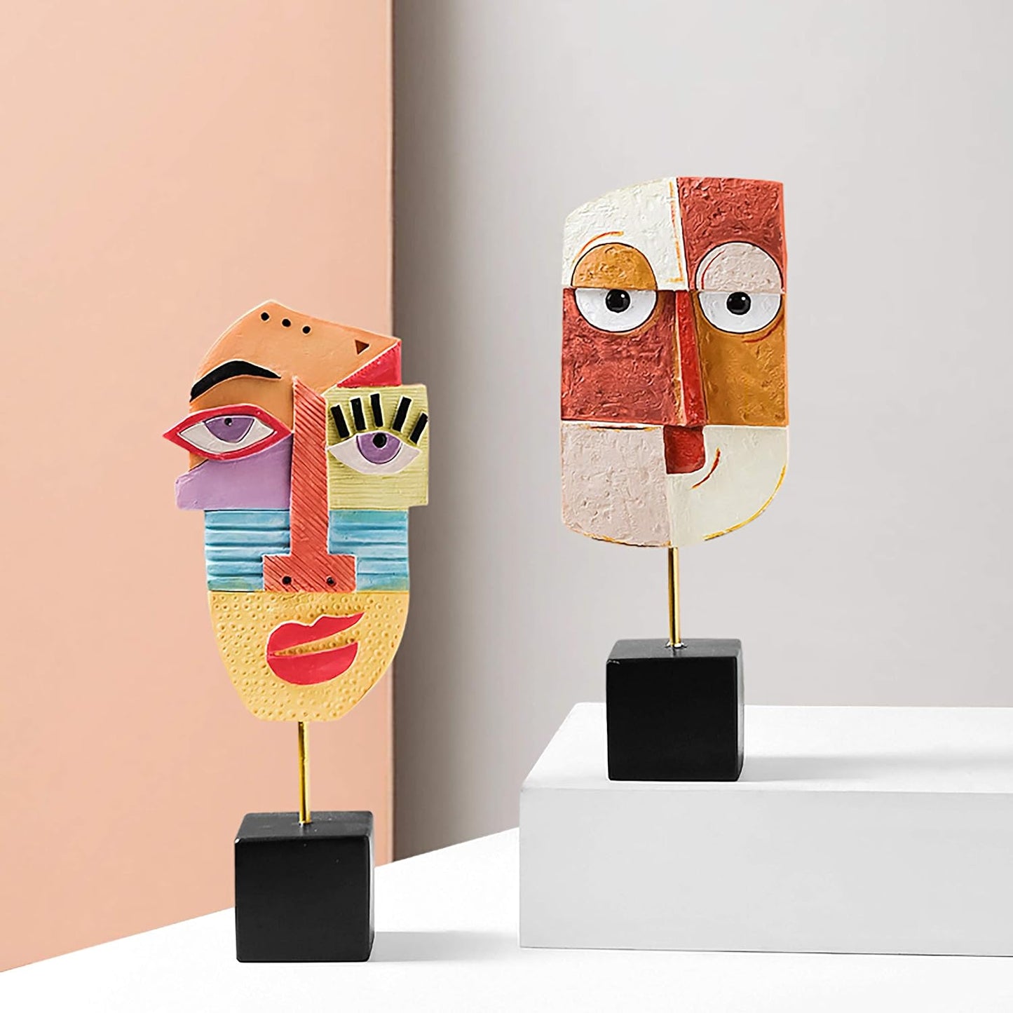 HCCMLOVE Smile - Handcrafted Statues Resin Abstract Sculpture for Home Decor Modern,African Art Tribal Figurines