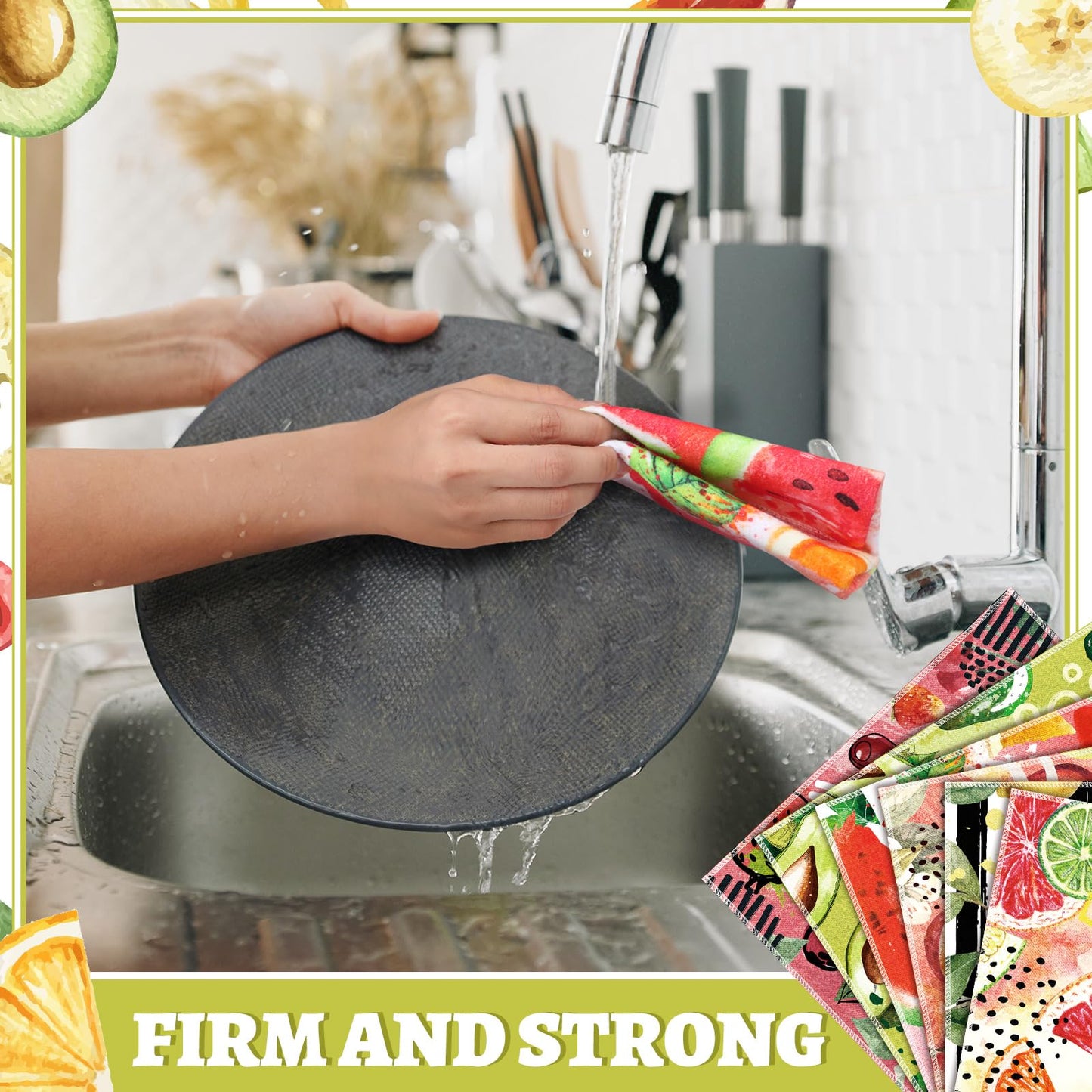 Noveread 36 Pack Fruit Reusable Cleaning Cloths Washable Cotton Kitchen Towels for Home (Fresh Color)