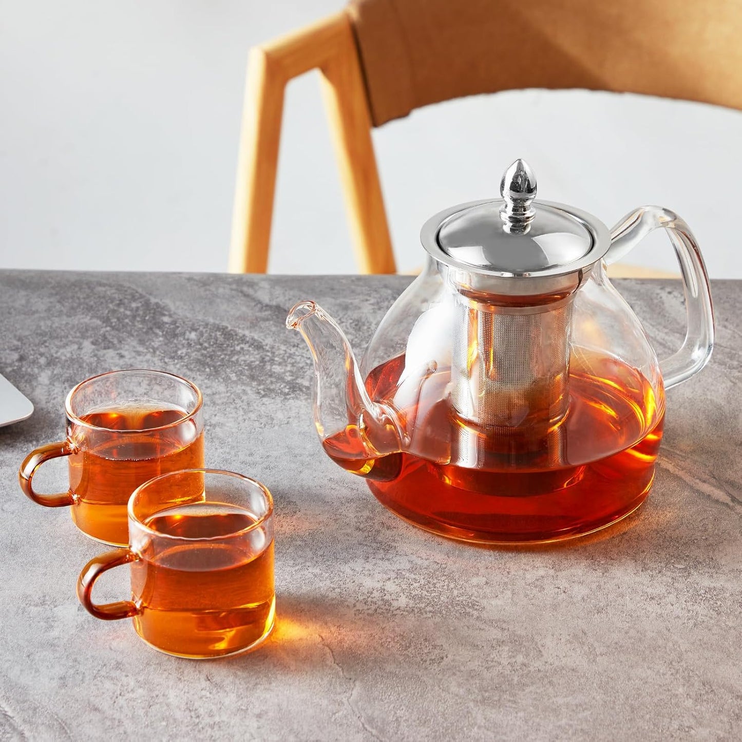 40oz Glass Teapot with Removable Stainless Steel Infuser for Blooming Tea & Loose Leaf Tea, Gift Box