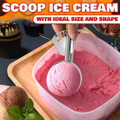 Cookie Scoop Set - Ice Cream Scoop with Trigger - Cookie Scoops for Baking Set of 3#16 (2.7 oz), #20 (2 oz), #30 (1.25 oz), Stainless Steel Versatile Tool, Portion Control for Cookies and Treats Prep