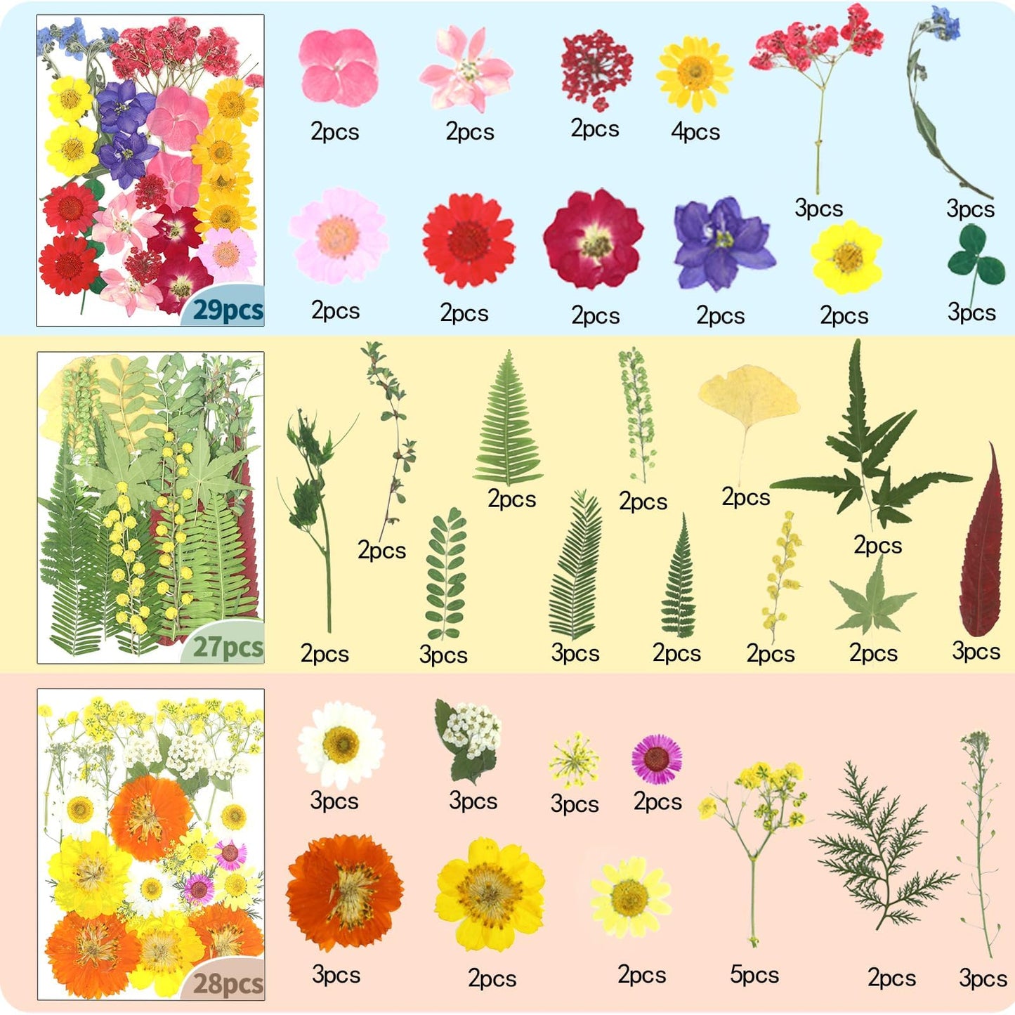 210 Pcs Dried Pressed Flowers for Resin, Dried Pressed Flowers for Crafts, Bulk Natural Dried Flowers Kit with DlY Butterfly Stickers&Tweezers for Resin Molds, Candles, Soap,Jewelry Making, Art Crafts