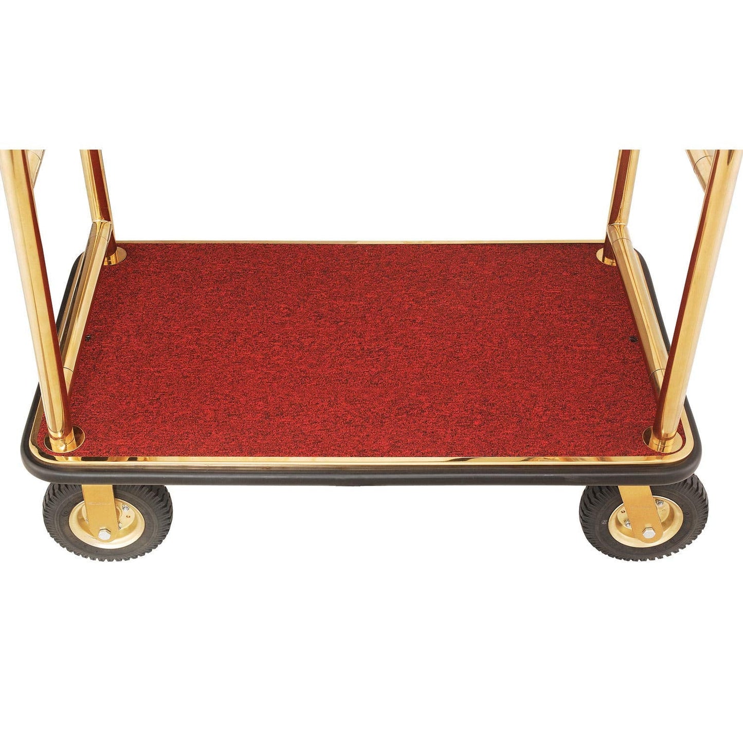Global Industrial Gold Stainless Steel Bellman Cart Curved Uprights 8" Pneumatic Casters, 41-1/4"L x 24" W x 75" H, Hotel Luggage Cart for Commercial Use, Condos, Resorts