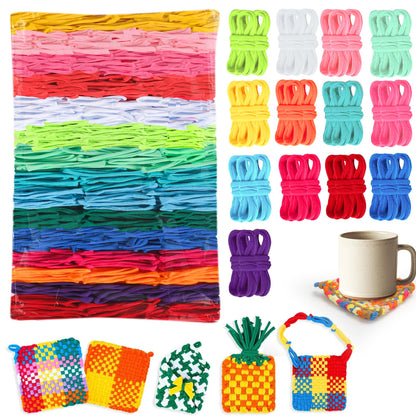 1500 PCS Weaving Loom 15 Color Loop 7 inch Potholder Durable Nylon DIY Craft Project for Rainbow Themed Potholder Weaving Loops Kit Elastic Ideal Gifts for DIY Crafts Supplies