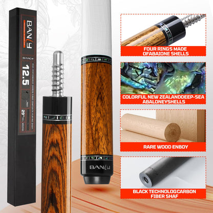 Banly Carbon Fiber Pool Cue - 12.5mm Time Crystal Tip, 58" Low Deflection Pool Sticks for Adults Professional Billiard Cue Sticks with Dalbergia Odorifera Butt