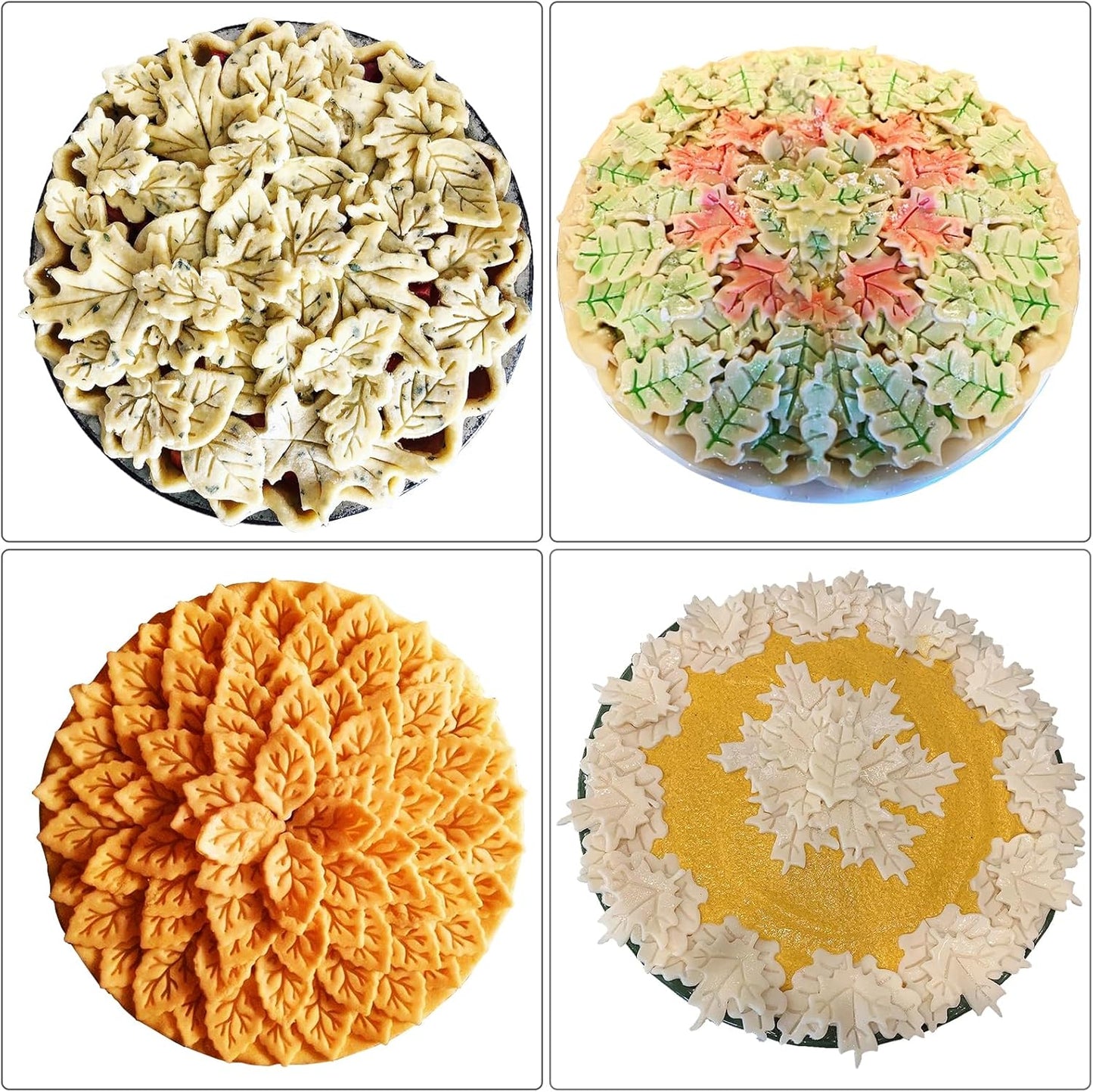 Cake Leaves Baking Pie Crust Cutters, Set of 4, Random Color