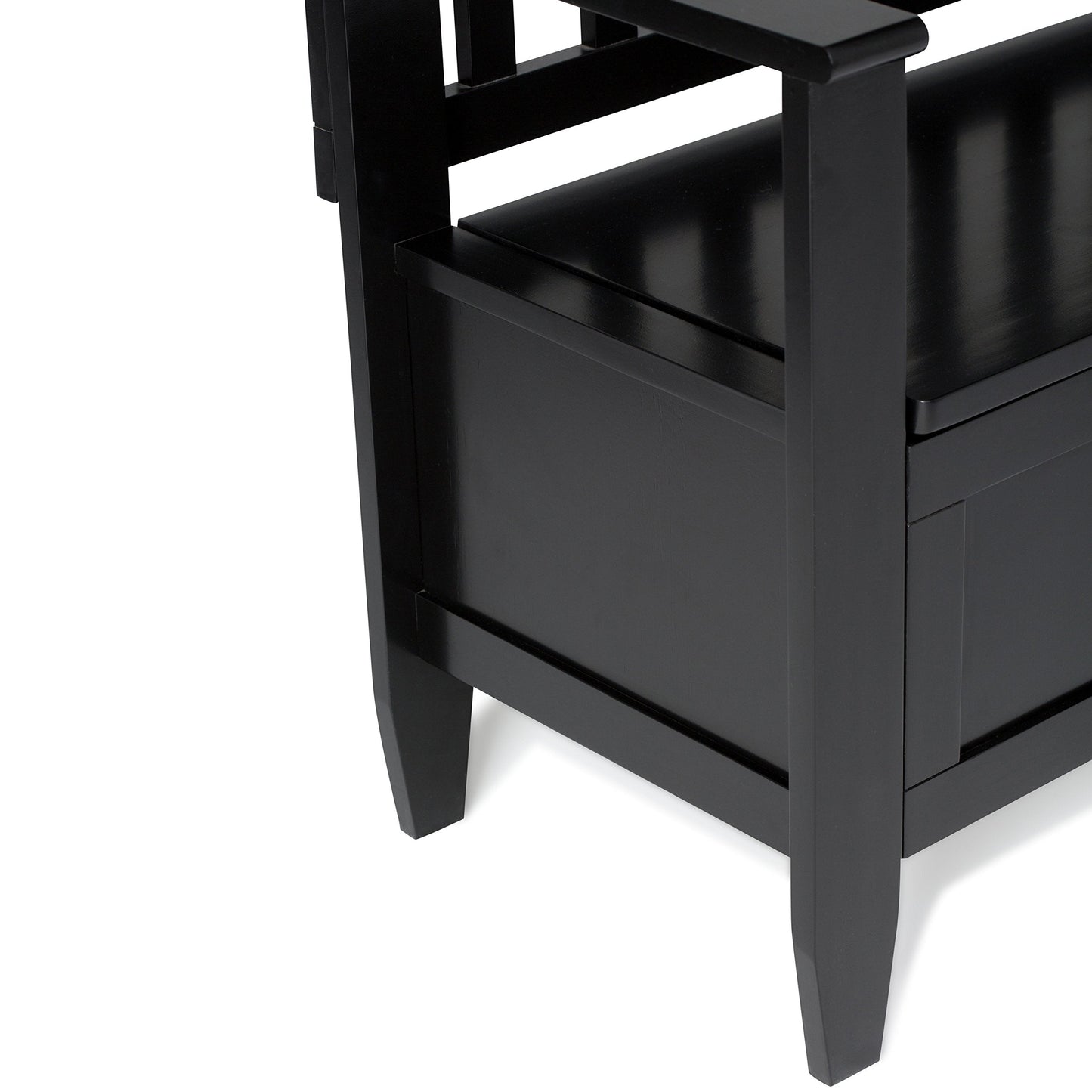 SIMPLIHOME Brooklyn Entryway Storage Bench - 48 inch Wide Solid Wood Hallway Bench in Black, Contemporary Mudroom Bench for Entry or Foyer with Lift-Up Lid and Spacious Hidden Storage