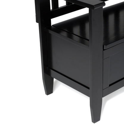 SIMPLIHOME Brooklyn Entryway Storage Bench - 48 inch Wide Solid Wood Hallway Bench in Black, Contemporary Mudroom Bench for Entry or Foyer with Lift-Up Lid and Spacious Hidden Storage