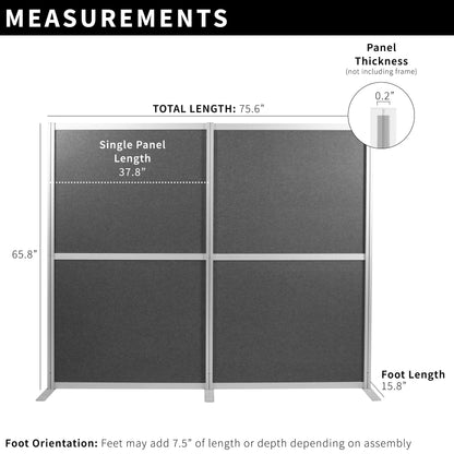 VIVO Modular Wall System, 2 PET Panels, Modern Professional Office Cubicle Dividers, Freestanding Privacy-Screen, 66 inches High, Dark Gray, PP-MWS63D