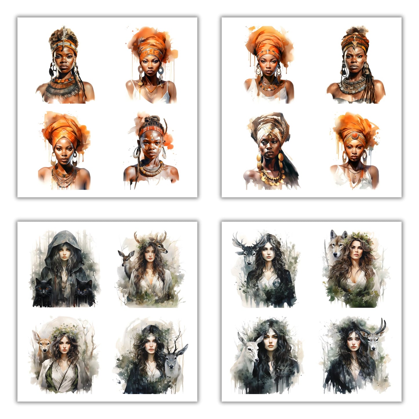 XERE 80 Pcs Mythic Enchantress Women Portraits Scrapbook Stickers Set for Scrapbooking and Journaling Notebooks, Junk Journal Supplies, Sketchbook, Bookmark Making Sticker