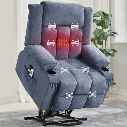 Garvee Power Lift Recliner Chair with Massage and Heat for Elderly Adults Lazy Boy Single Sofa Seat with 3 Positions 2 Side Pockets Cup Holders USB Ports Remote Control