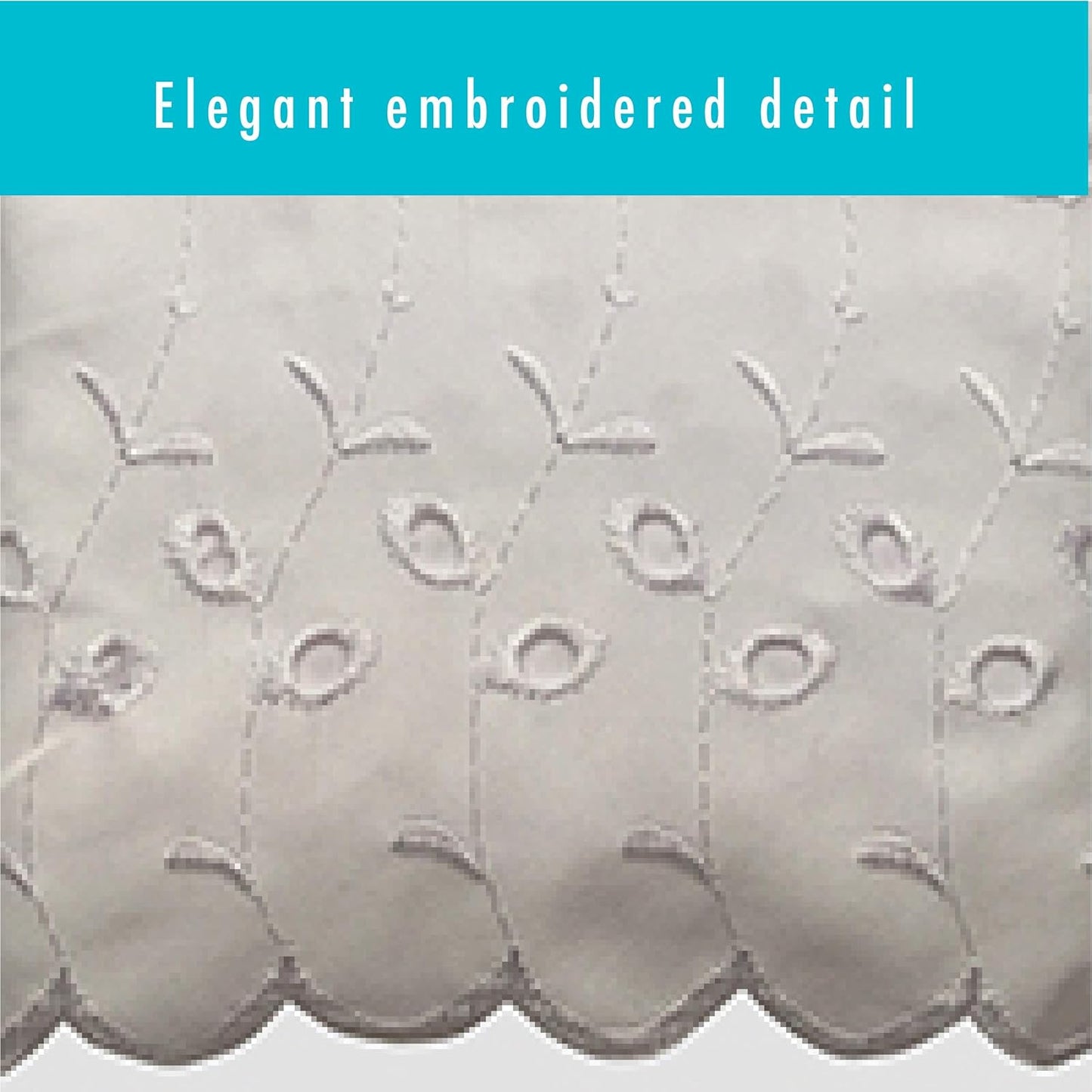FRESH IDEAS Ruffled Bed Pillow Shams, King, Ivory, 2-Pack with Embroidered Eyelet Detail