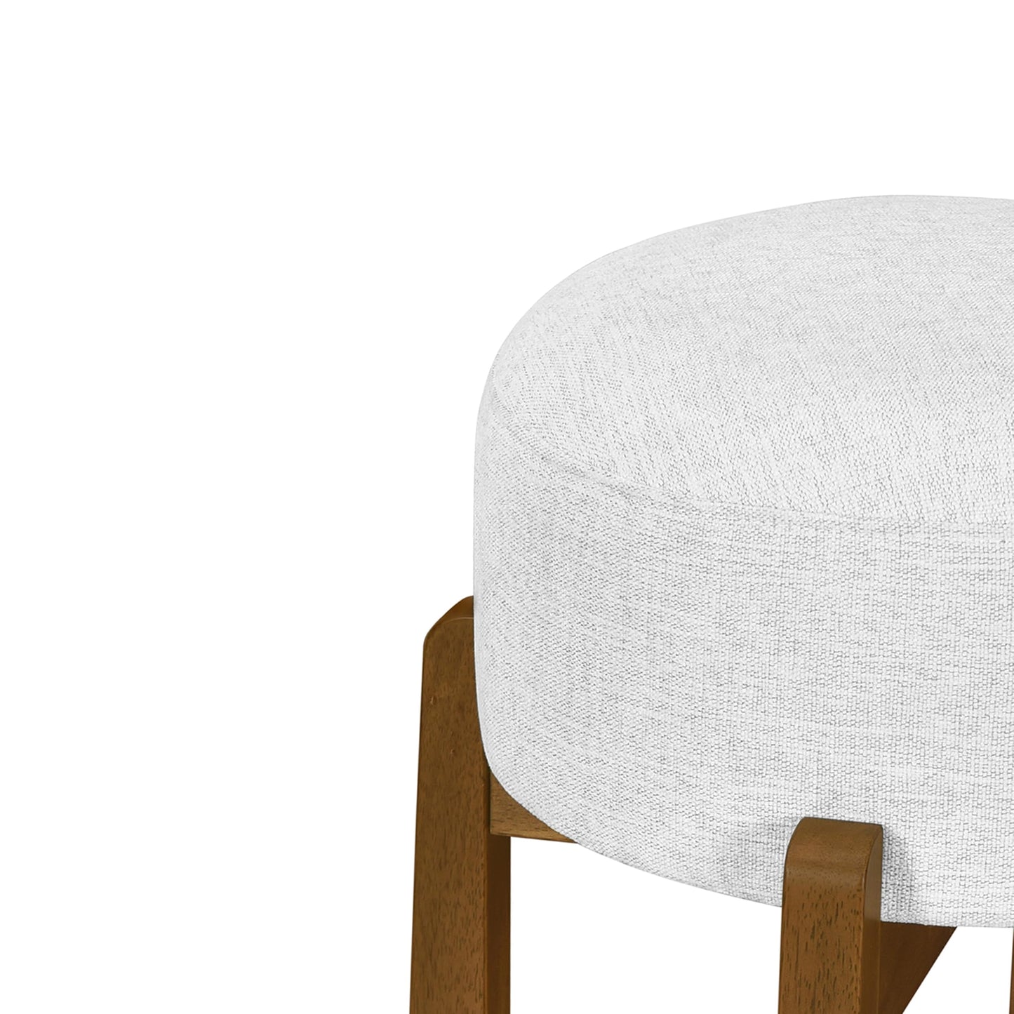 Christopher Knight Home Lera Modern Counter Height Bar Stools Set of 4, Fabric Round Stool Chair for Kitchen Island, Wooden Dining Room Chair, Upholstered Counter Stool with Footrest,Dark Walnut+Ivory
