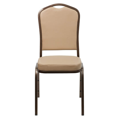 Flash Furniture 4 Pack HERCULES Series Crown Back Stacking Banquet Chair in Tan Vinyl - Copper Vein Frame