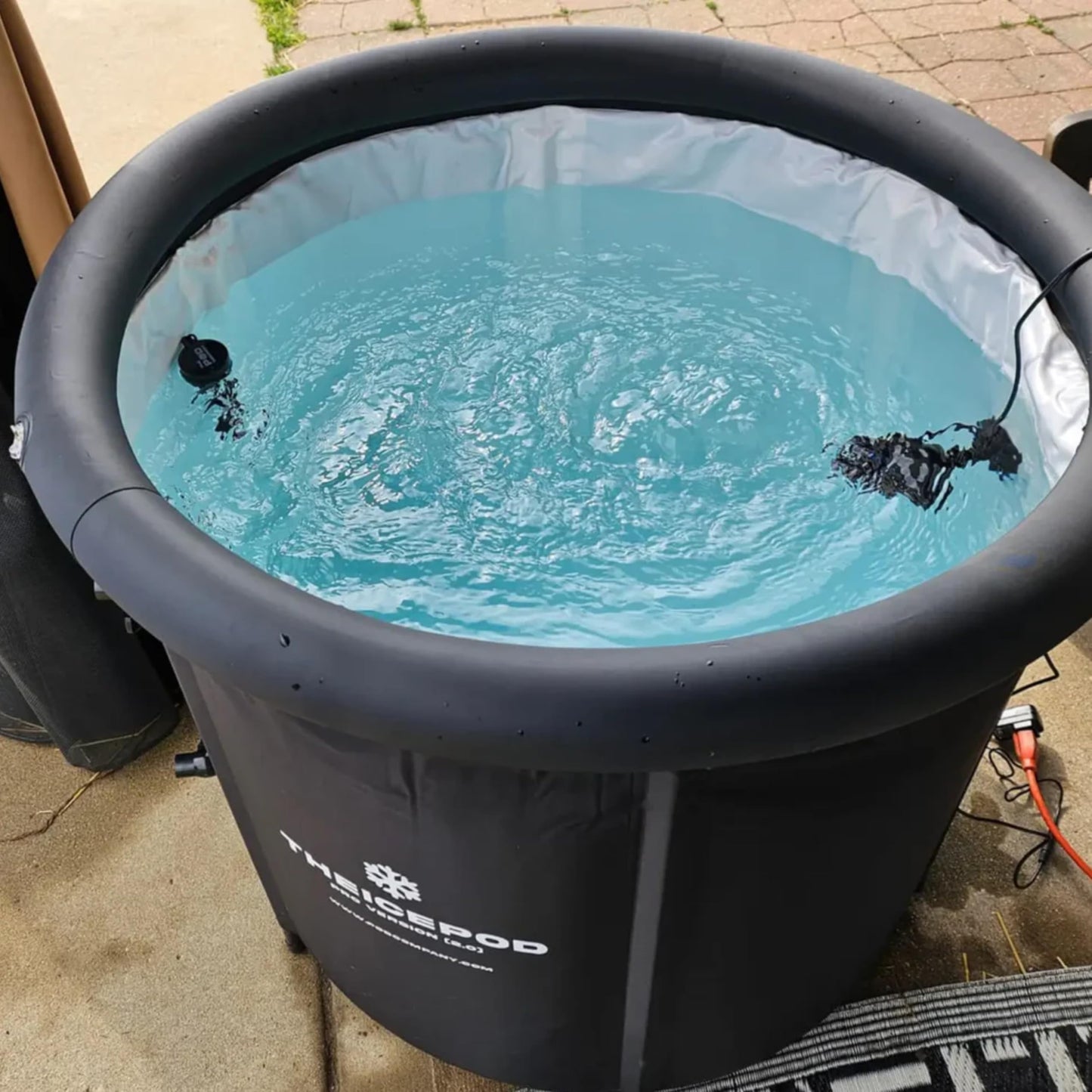 The Pod Company Standard Ice Pod Complete Cold Plunge Bundle – 84-Gallon Portable Ice Bath with 36 XL Ice Trays, Insulated Lid & Cover, Water Jet, Maintenance & Cleaning Kit, Thermometer & Floor Mat