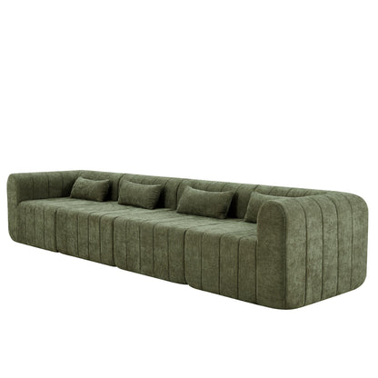 Christopher Knight Home Flarin 145.5" Convertible Sectional Sofa Couch, L-Shape Home Sofa Living Room, 4 Seat Sectional Sleeper Sofa, Fabric Upholstered Comfy Cloud Couch, No Assembly, Olive Green