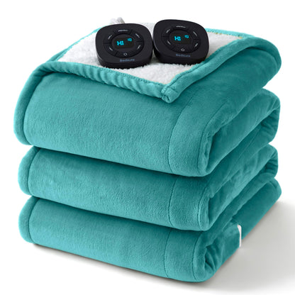 Bedsure Electric Blanket King Size - Dual Control Heated Blanket King Size, Fast Heating with 10 Time Settings & 10 Heat Settings, Warm Gift for Grandma (100x90 inches, Grey)