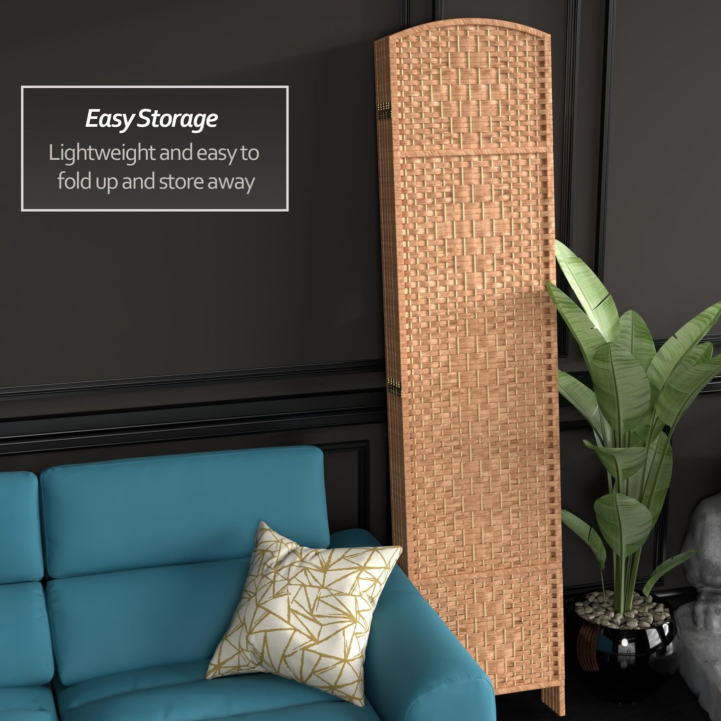 Red Lantern 7 ft. Tall Diamond Weave Room Divider - Natural - 6 Panels