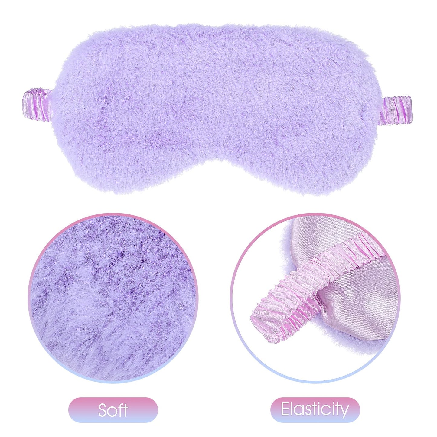2 Pack Plush Sleeping Eye Mask Soft Plush Eye Mask Fuffy Eye Cover Comfortable Sleep Mask Blindfold Rainbow Faux Fur Eye Shade for Women, Men and Kids Travel Nap Sleeping 565488_2_3pL1H9vJ3
