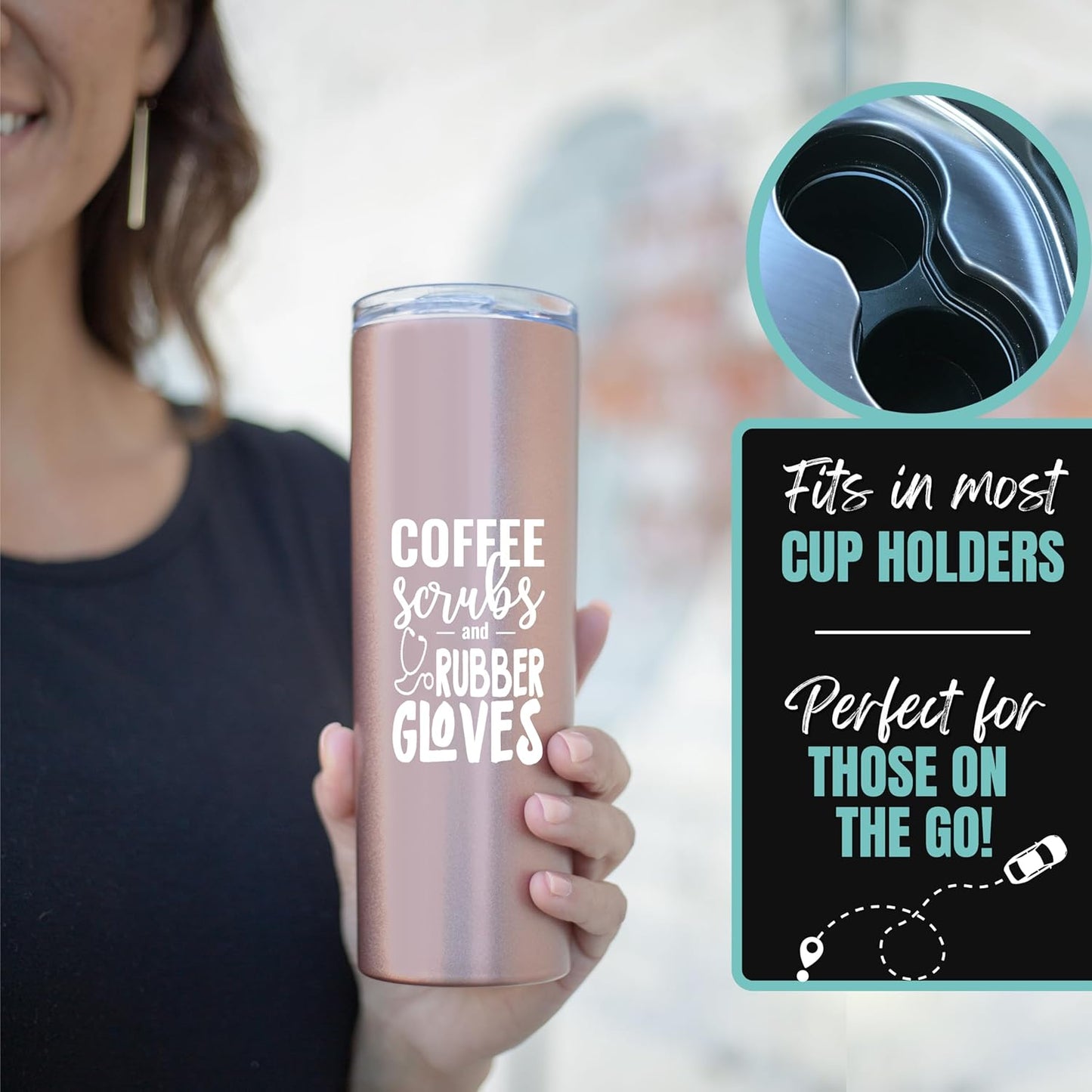 Brooke & Jess Designs Coffee Scrubs Nurse Gifts, Nurse Tumbler, Cups, Mug, Water Bottle for Medical Assistant
