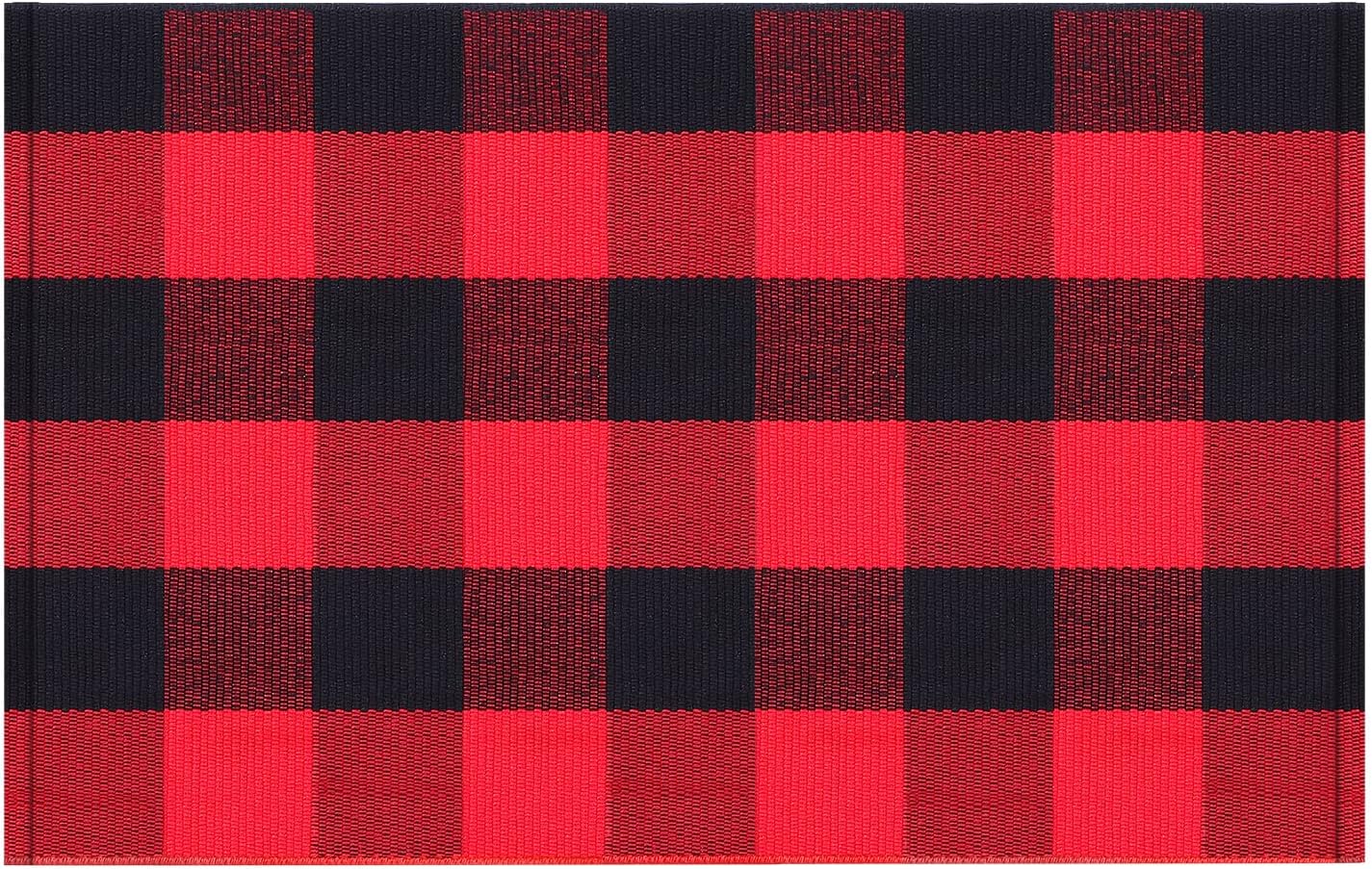 Buffalo Plaid Check Rug 35.4 x 23.6 Inch, Outdoor Indoor Front Porch Doormat, Washable Woven Decor for Home