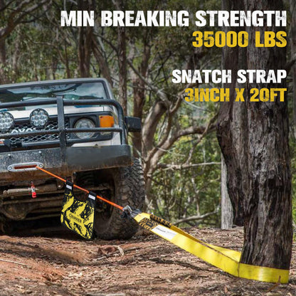 BUNKER INDUST Off-Road Traction Boards + 3" x 20ft Recovery Straps + Pair 3/4 D Ring Shackles + Bag 35,000 lbs Tree Saver Winch Strap