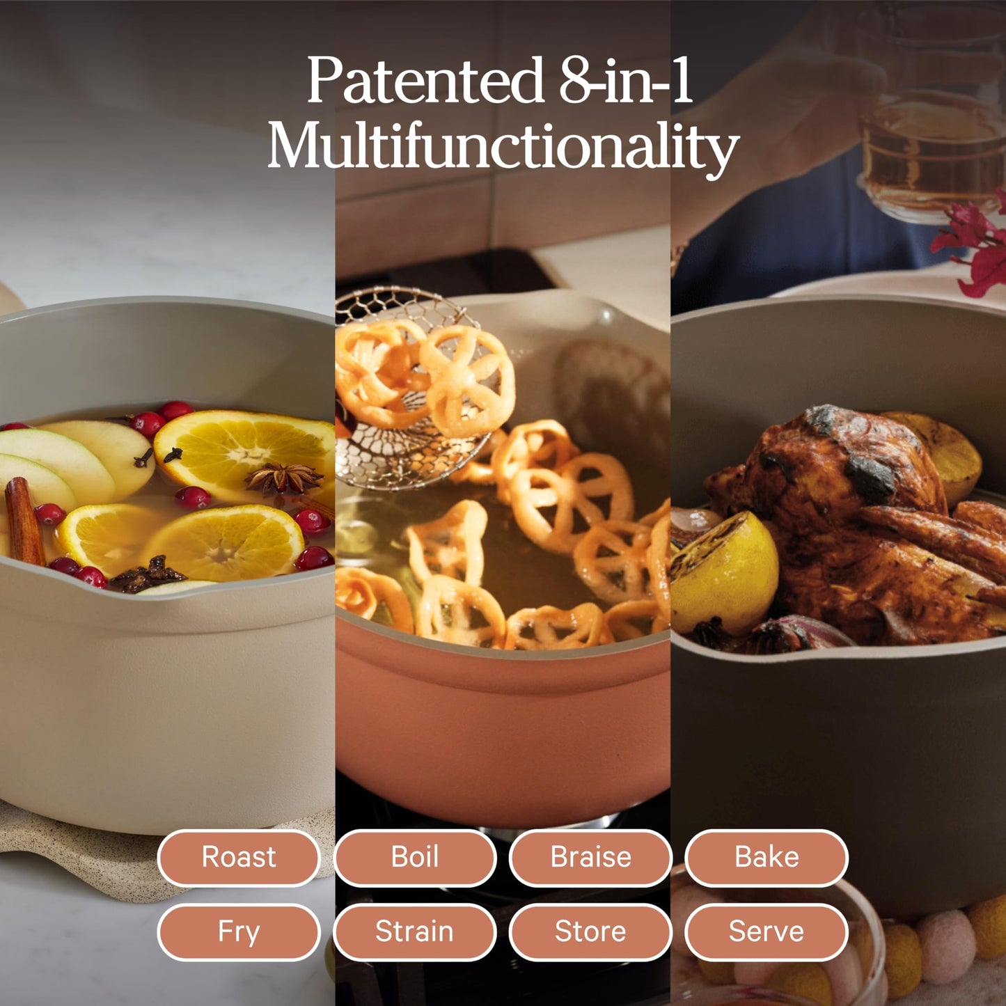 Our Place Perfect Pot | 5.5 Qt Ceramic Pot with Lid & Spatula | Patented 8-in-1, PFAS-Free Nonstick, Non-Toxic Cookware | Induction & Oven-Safe up to 450°F | Char