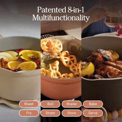 Our Place Perfect Pot | 5.5 Qt Ceramic Pot with Lid & Spatula | Patented 8-in-1, PFAS-Free Nonstick, Non-Toxic Cookware | Induction & Oven-Safe up to 450°F | Char