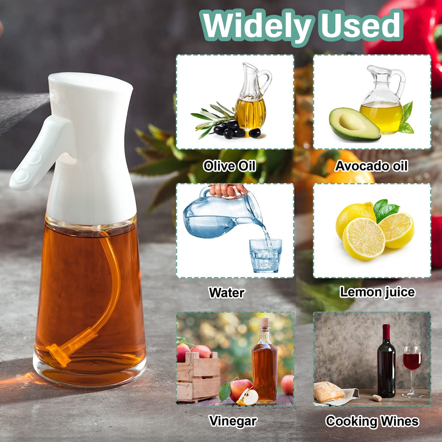 Lallisa 4 Pcs Oil Sprayer for Cooking 180 ml Glass Olive Mister Oil Dispenser Bottle for Kitchen Vinegar Spritzer for Air Fryer Gadgets Making Baking Frying Bbq Salad Accessories