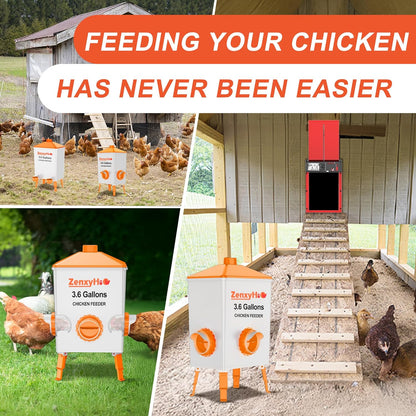 6 ZenxyHoC DIY Chicken Feeders No Waste, Ports Poultry Feeder with Hole Saw for Buckets Troughs Orange