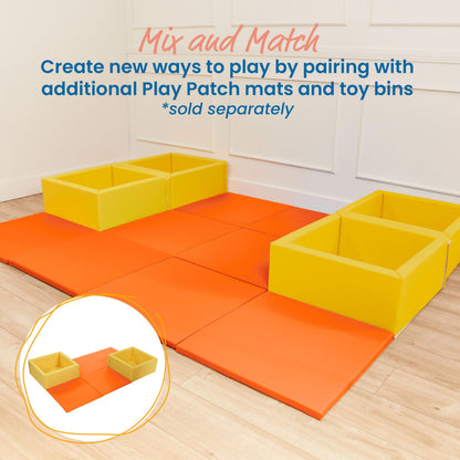 ECR4Kids SoftZone Play Patch Activity Mat Squares, Modular Playmat, Orange, 4-Pack