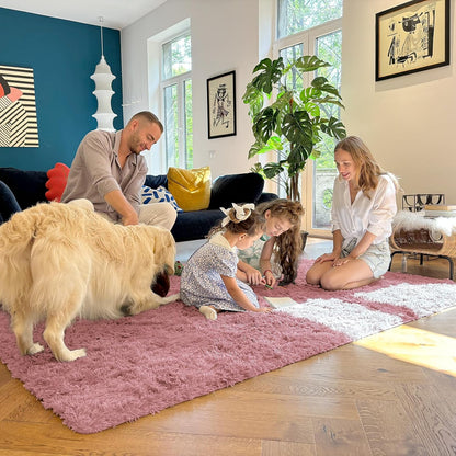 OLANLY Large Area Rug - Soft Fluffy Shaggy Indoor Carpet for Living Room & Bedroom | Pale Pink 6x9