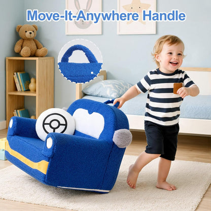 OUOZZZ 13 Toddler Chair Years Old, Kids Chair Comfy Car Sofa with Cushion Handle & Book Pocket, Soft Sherpa Foam Seat