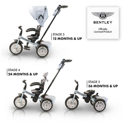Bentley 6-in-1 Baby Stroller & Toddler Tricycle – Officially Licensed Luxury Kids Bike, Convertible Travel Strollers & Kid Trike with Air Wheels, Canopy & Safety Features (6m-5y+ | Jetstream Blue)