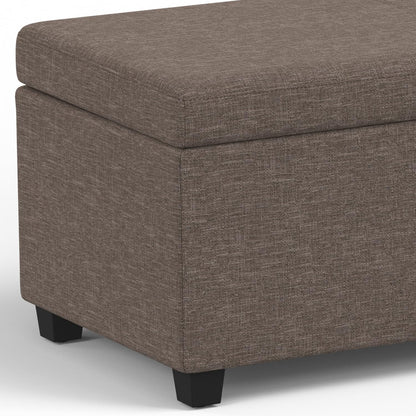 SIMPLIHOME Avalon Extra Large Storage Ottoman Bench - 54 inch Wide Upholstered Linen Look Fabric Rectangular Lift-Top Ottoman in Fawn Brown, Contemporary Bench for Living Room with Hidden Storage