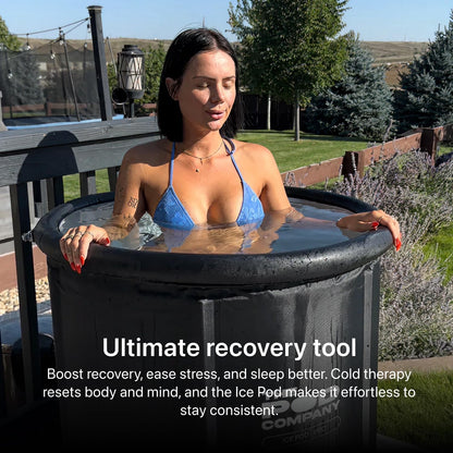 The Pod Company Pro Ice Pod Complete Cold Plunge Bundle – 100-Gallon Ice Bath with 18 Ice Bricks, Insulated Lid & Cover, Water Jet, Maintenance & Cleaning Kit, Thermometer & Floor Mat