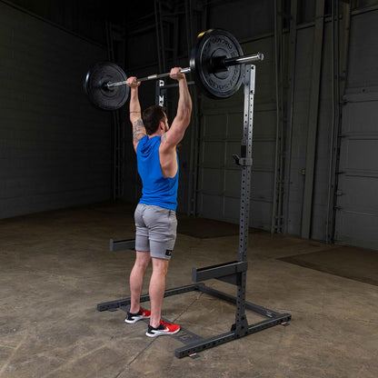Body-Solid Powerline (PPR500) Half Rack - Compact Power Cage with J-Cups & Safety Spotter Arms for Home Gym Strength Training