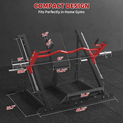 Home Gym Linear Row Machine, Plate-Loaded Smith-Style Back Trainer with Linear Bearings, Compact Multi-Grip Equipment for Small Spaces (Suitable for Beginners & Advanced Lifters)