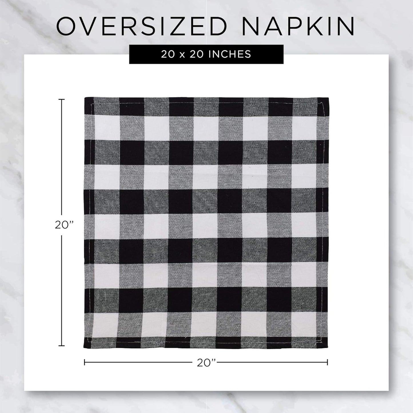 DII French Stripe Tabletop Collection Dining Table Linen Napkin Set, 20x20, White Chambray, 6 Piece