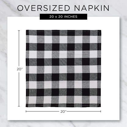 DII Buffalo Check Cloth Napkin Set, Classic Farmhouse, 20x20, Red & Black, 6 Piece