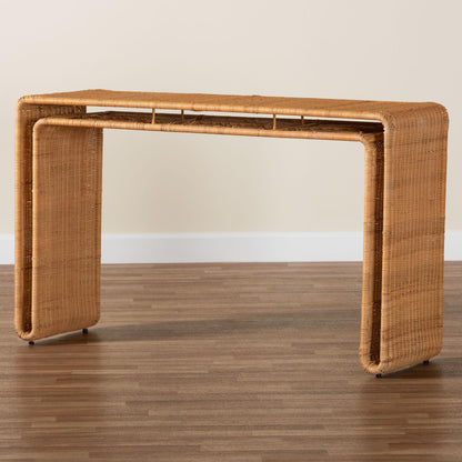 Bali & pari Nevada Rattan Console Table, Light Honey, 52-Inch, Fully Assembled