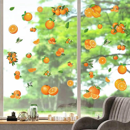 CRASPIRE 8 Styles Orange Wall Stickers, PVC Waterproof Decals for Fridge, Bedroom, Living Room, Kitchen