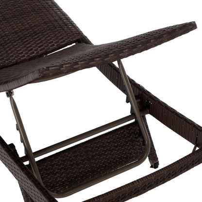 SAFAVIEH Outdoor Patio Furniture Collection – Alex Brown & Taupe Quick Dry Foam Lounger, Adjustable Outdoor Chaise, Modern Curved Design (PAT7545B)